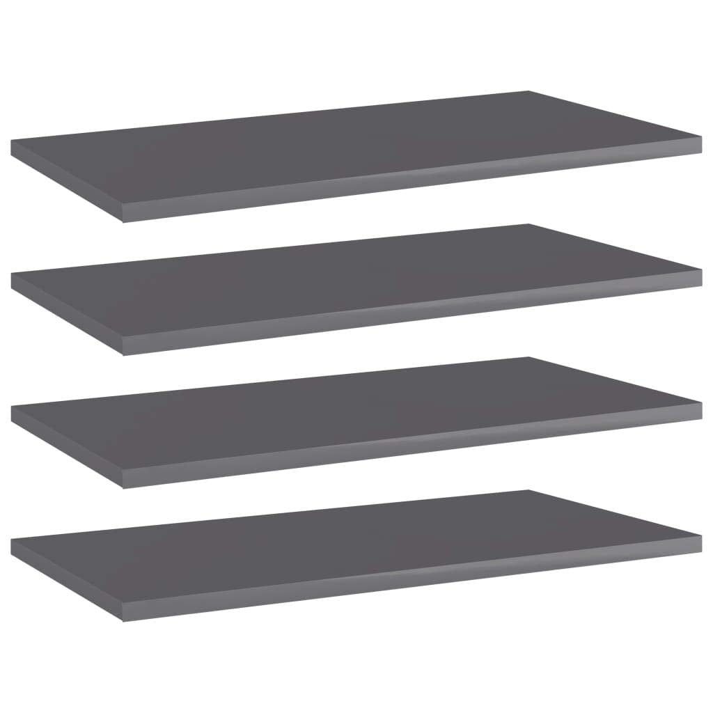 vidaXL High Gloss Gray Bookshelf Boards - Space Saving Storage Solution - Made from Durable Engineered Wood - Easy to Clean and Replace