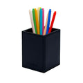 Unionbasic Square Pen Holder, Leather Pencil Cup, Desktop Caddy Stationery Organizer, Black