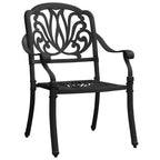 vidaXL 3-Piece Industrial Style Bistro Set - Cast Aluminum Outdoor Patio Furniture - Black - Patterned Design - with Umbrella Hole