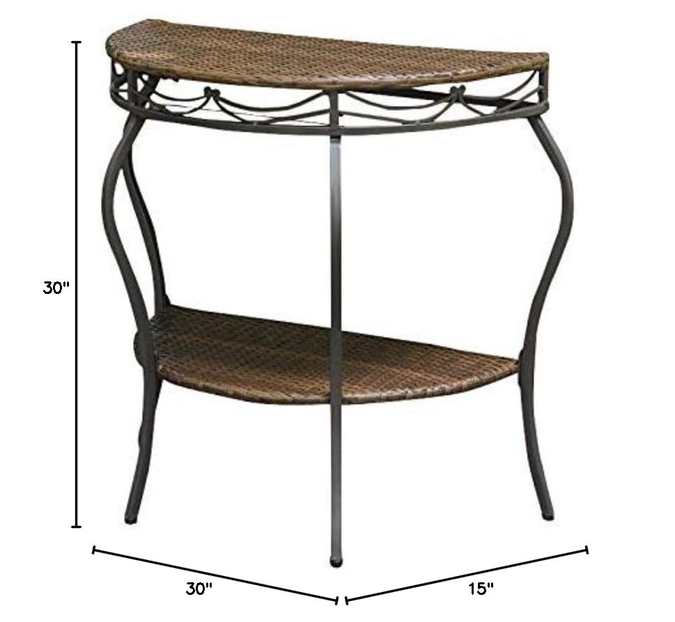 International Caravan Valencia Resin Wicker/Steel Two Tier Half Moon Wall Table