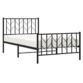 vidaXL Sturdy Metal Bed Frame with Headboard and Footboard - Single Bed Platform - Black Steel Frame for Bedroom Furniture - 39.4"x78.7" Mattress Compatible