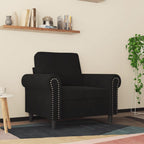 vidaXL Black Velvet Sofa Chair - Modern Accent Lounge Chair with Thickly Padded Seat and Back Pillow, Sturdy Metal Frame - Ideal for Living Room or Lounge Area