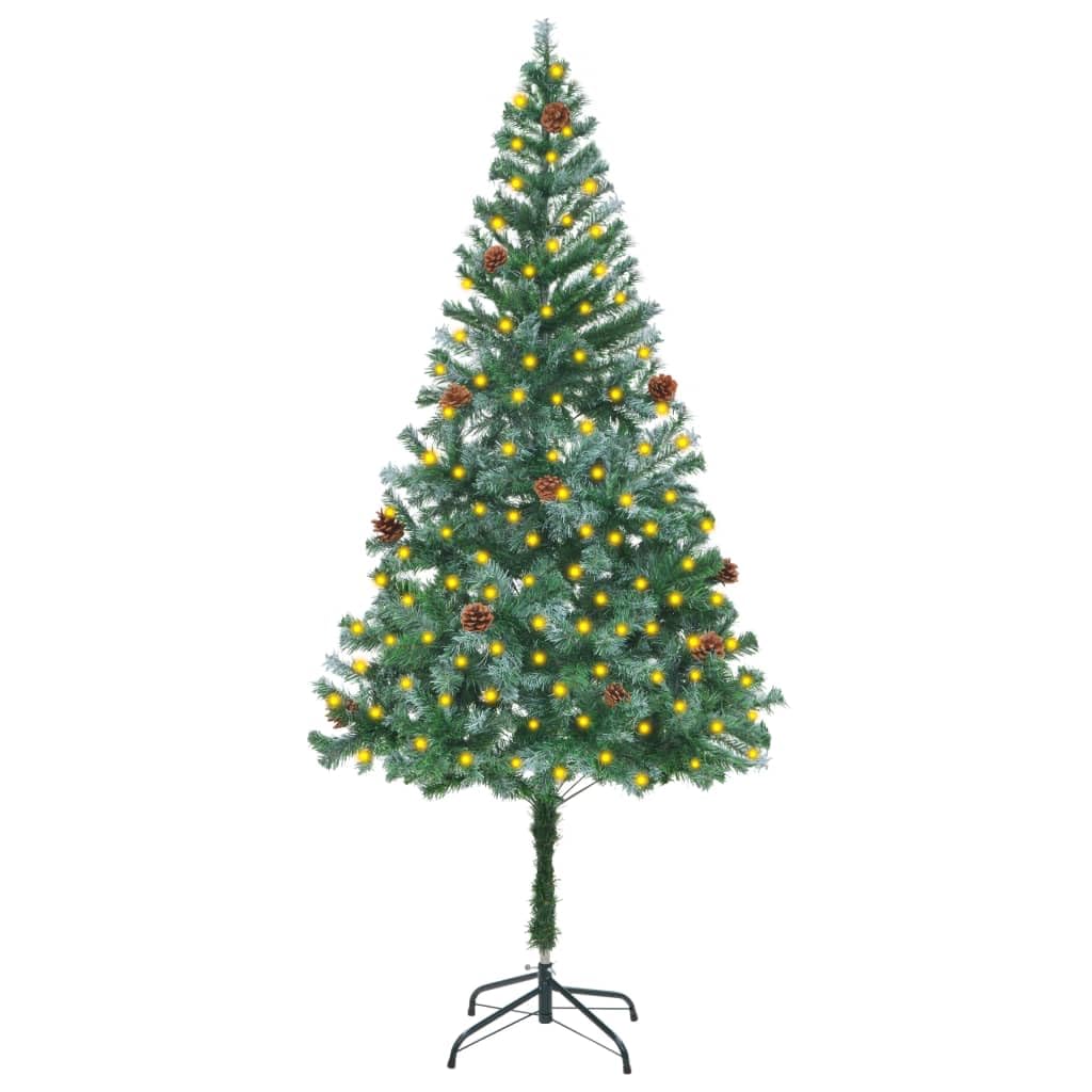 vidaXL Frosted Christmas Tree with LEDs&Pinecones Artificial Multi Colours