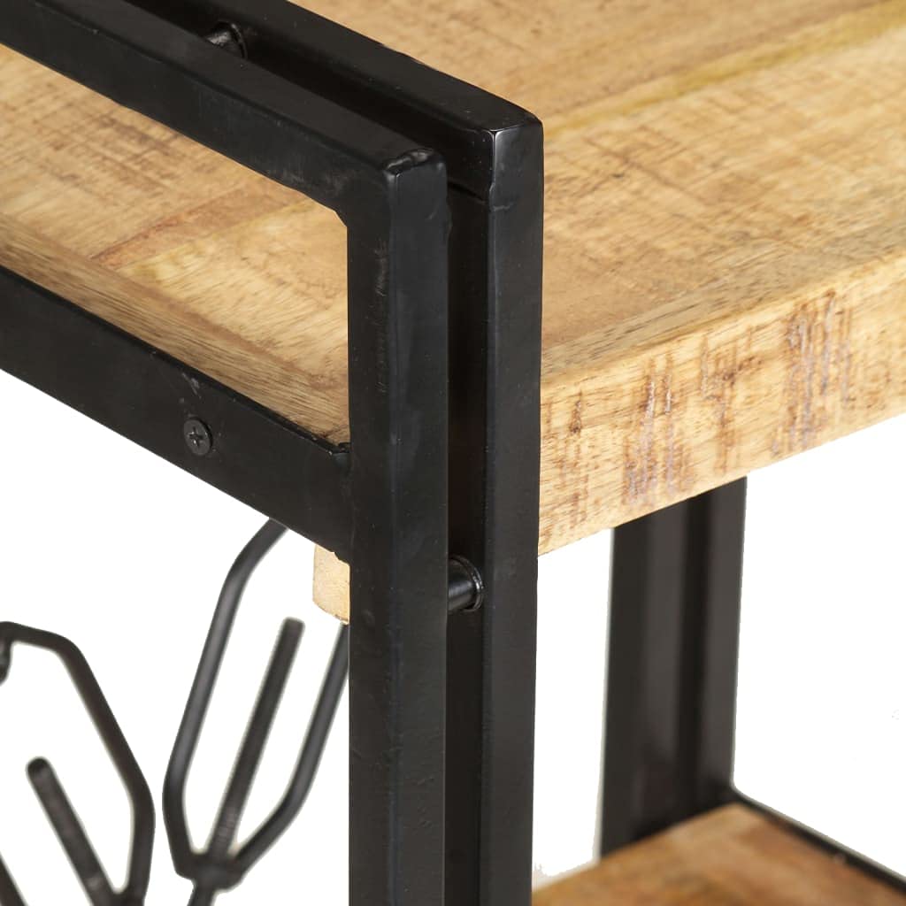 vidaXL - Solid Mango Wood 3-Tier Bookcase with Industrial Steel Frame, 15.7&quot;x11.8&quot;x31.5&quot;, Easy to Assemble, Unique Variations in Color and Design