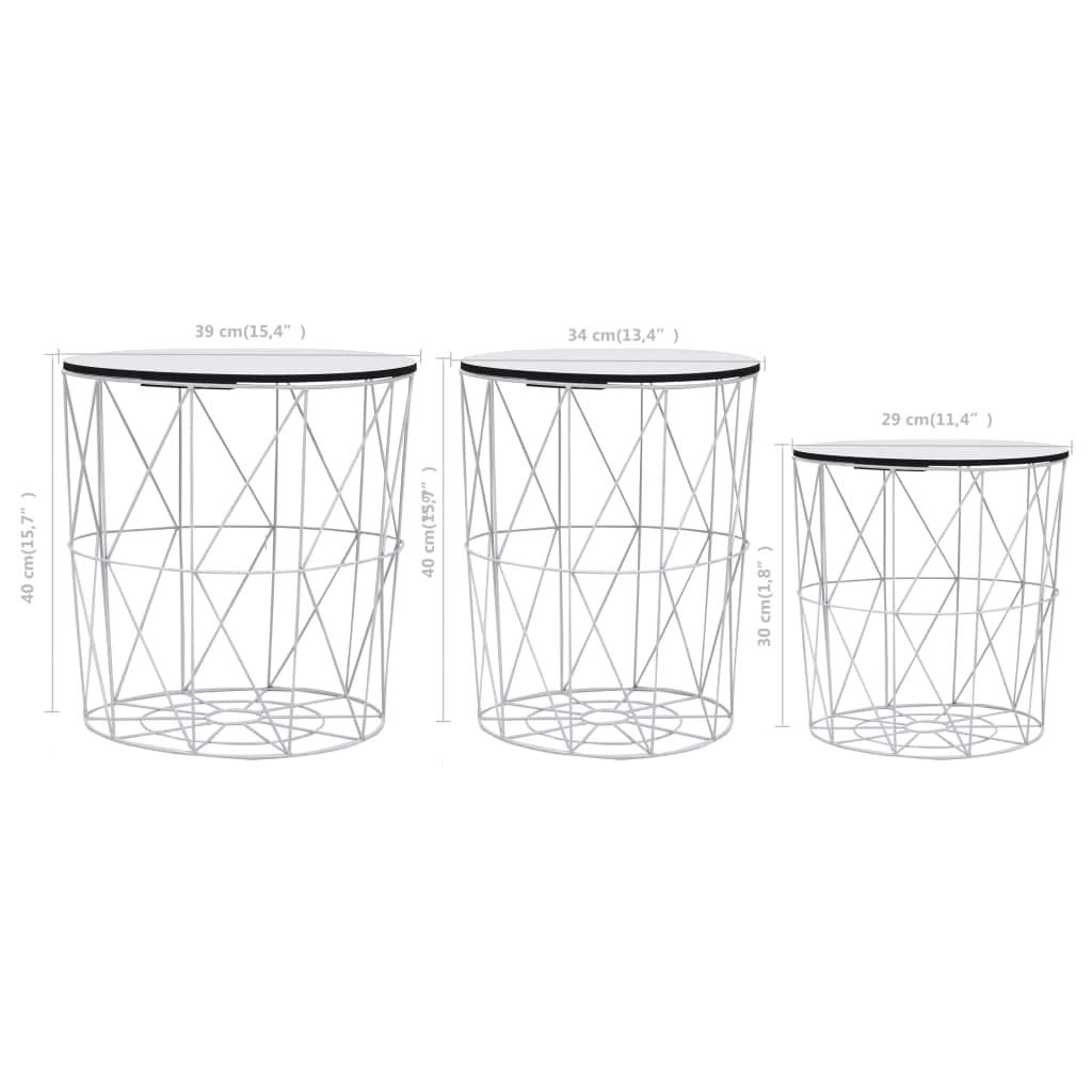 vidaXL Coffee Table 3 pcs White