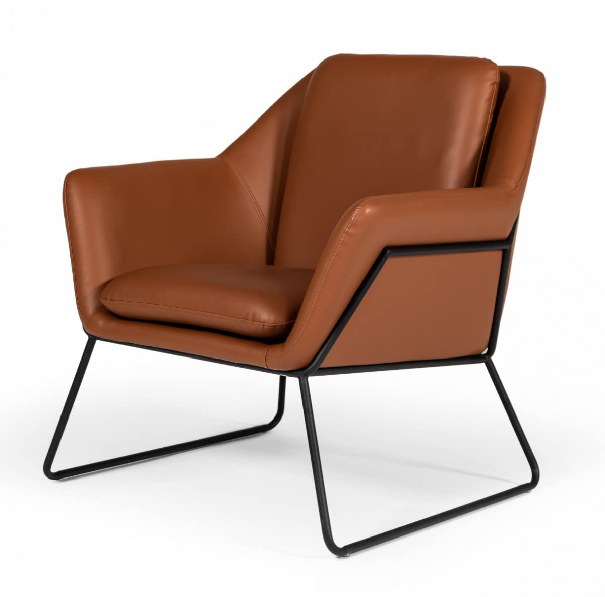 HomeRoots Industrial Brown Eco Leather and Black Metal Chair