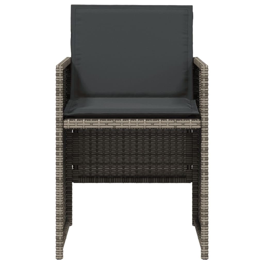 vidaXL Patio Chairs with Cushions – Outdoor Garden Furniture Set 4 Pcs Gray Poly Rattan, Foldable Flap Backrest, Powder-Coated Steel Frame, Removable Covers