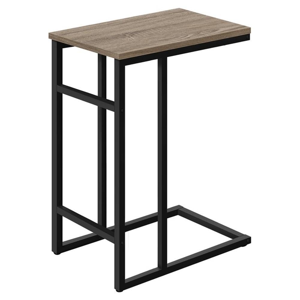 Monarch Specialties 2172 Accent Table, C-shaped, End, Side, Snack, Living Room, Bedroom, Metal, Laminate, Brown, Contemporary, Modern Table-24 H/Dark Taupe/Black, 18' L x 11.75' W x 24' H