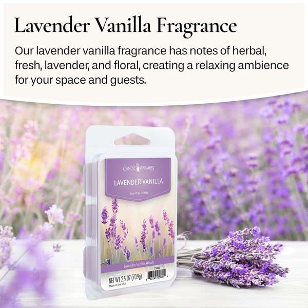 Candle Warmers Etc Classic Wax Melts 2.5Oz, Lavender Vanilla Fragrance (4-Pack) - Each Pack Has X4 2.5 Oz Wax Melts And 30 Hours