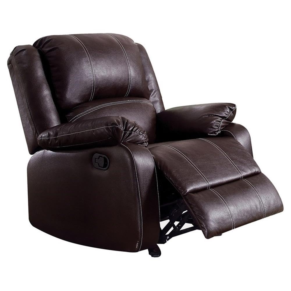 Acme Zuriel Faux Leather Rocker Recliner in Brown