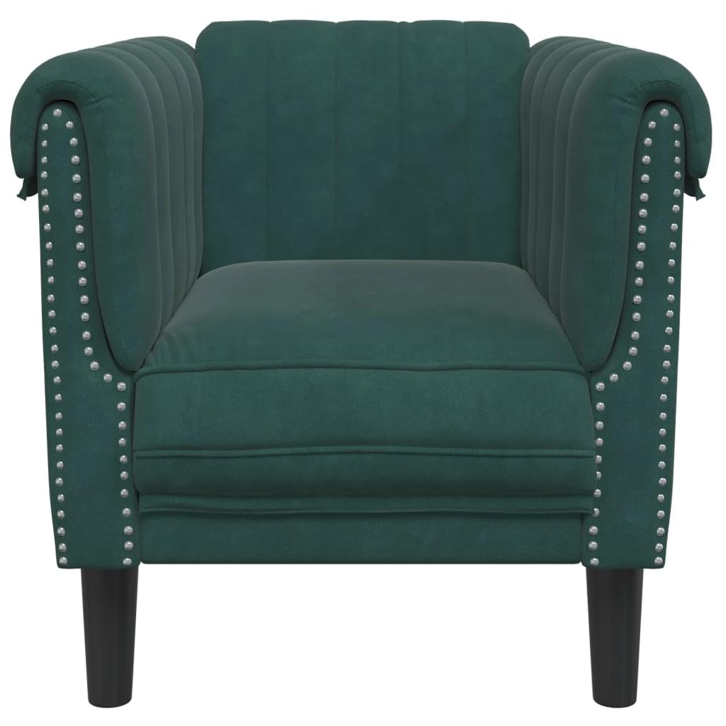 vidaXL Dark Green Velvet Armchair