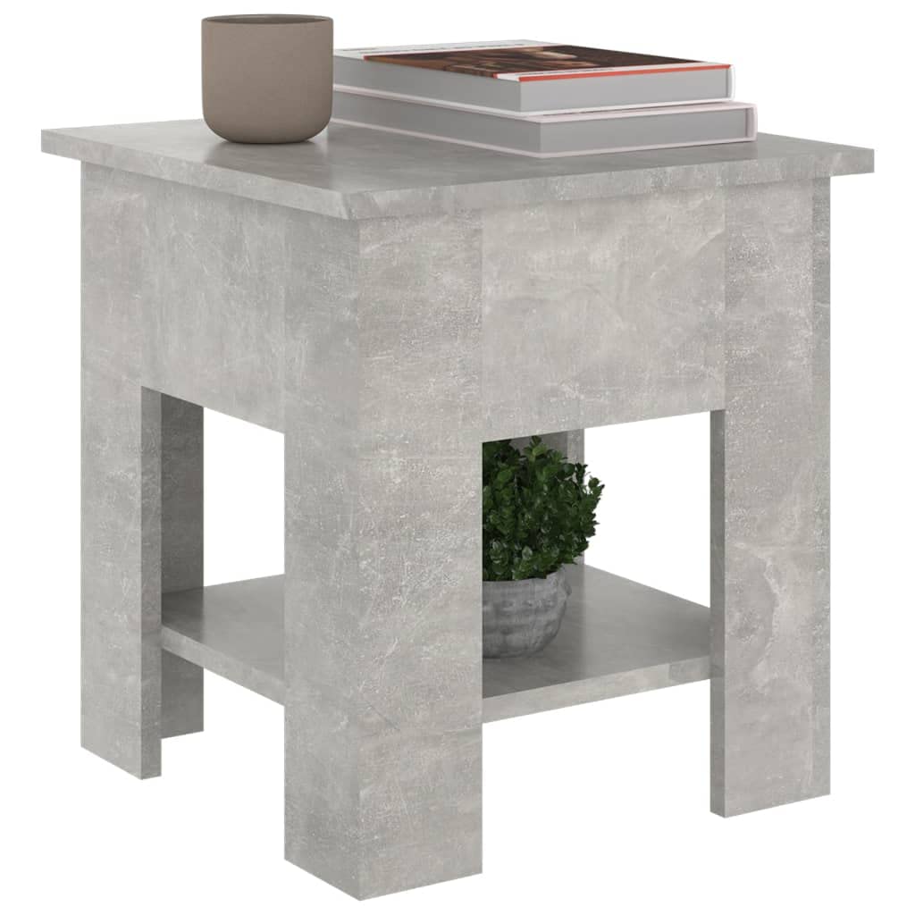 vidaXL Modern Coffee Table with Storage Shelf, Engineered Wood Construction, Easy-to-Clean, Concrete Gray, 15.7"x15.7"x16.5"