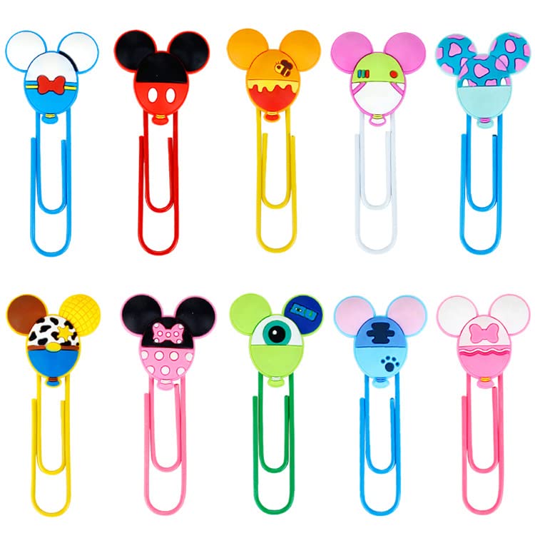 10 Pcs Cute Mouse Paper Clips Colorful Office Supplies Gifts For Teacher & Students Bookmark Clamp Desk Accessories Stationery F