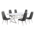 Best Quality Furniture D440/1-Sc310-7 Dining Set, 7 Piece, Dark Grey/Silver