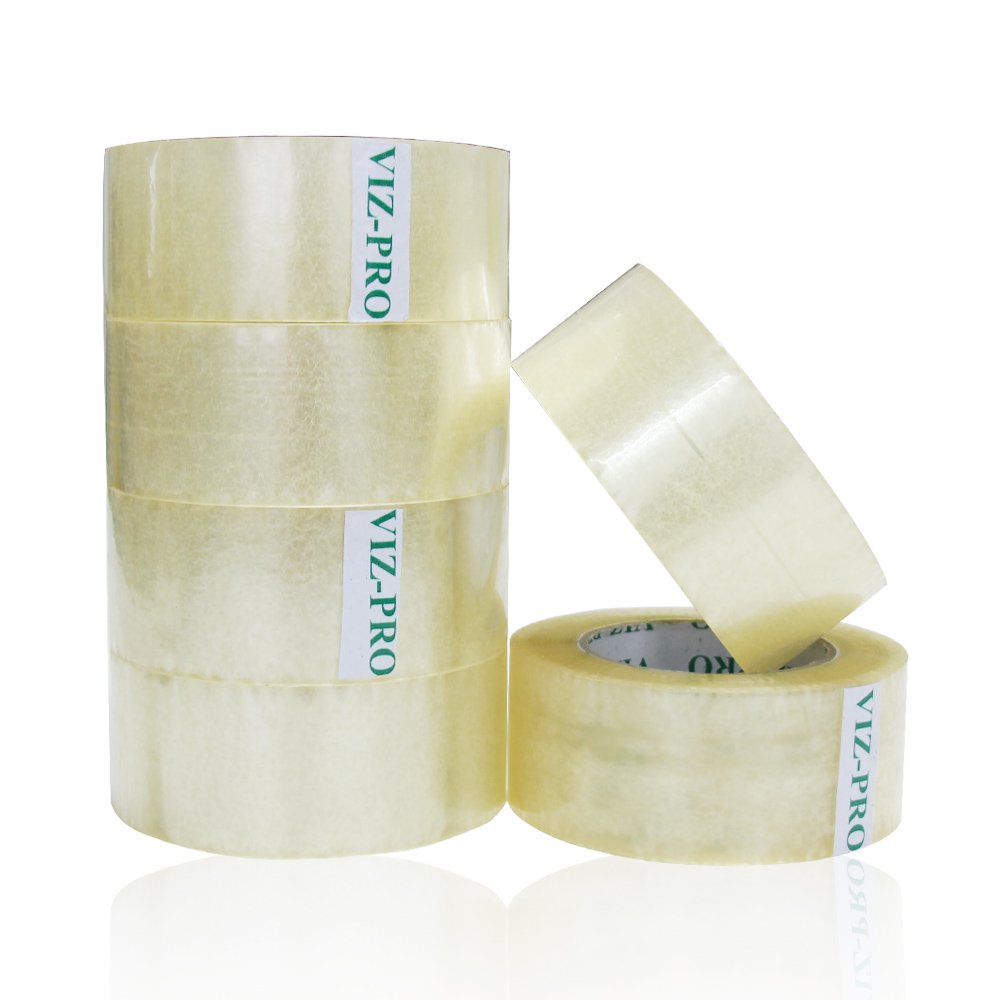Viz-Pro Packing Tape, 2 Inches X 50 Yards, 6 Rolls, Transparent