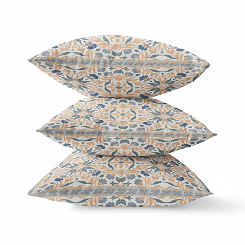 HomeRoots Gray Light Orange Broadcloth 18â€ Gray Orange Paisley Indoor Outdoor Throw Pillow