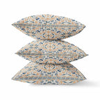 HomeRoots Gray Light Orange Broadcloth 18â€ Gray Orange Paisley Indoor Outdoor Throw Pillow