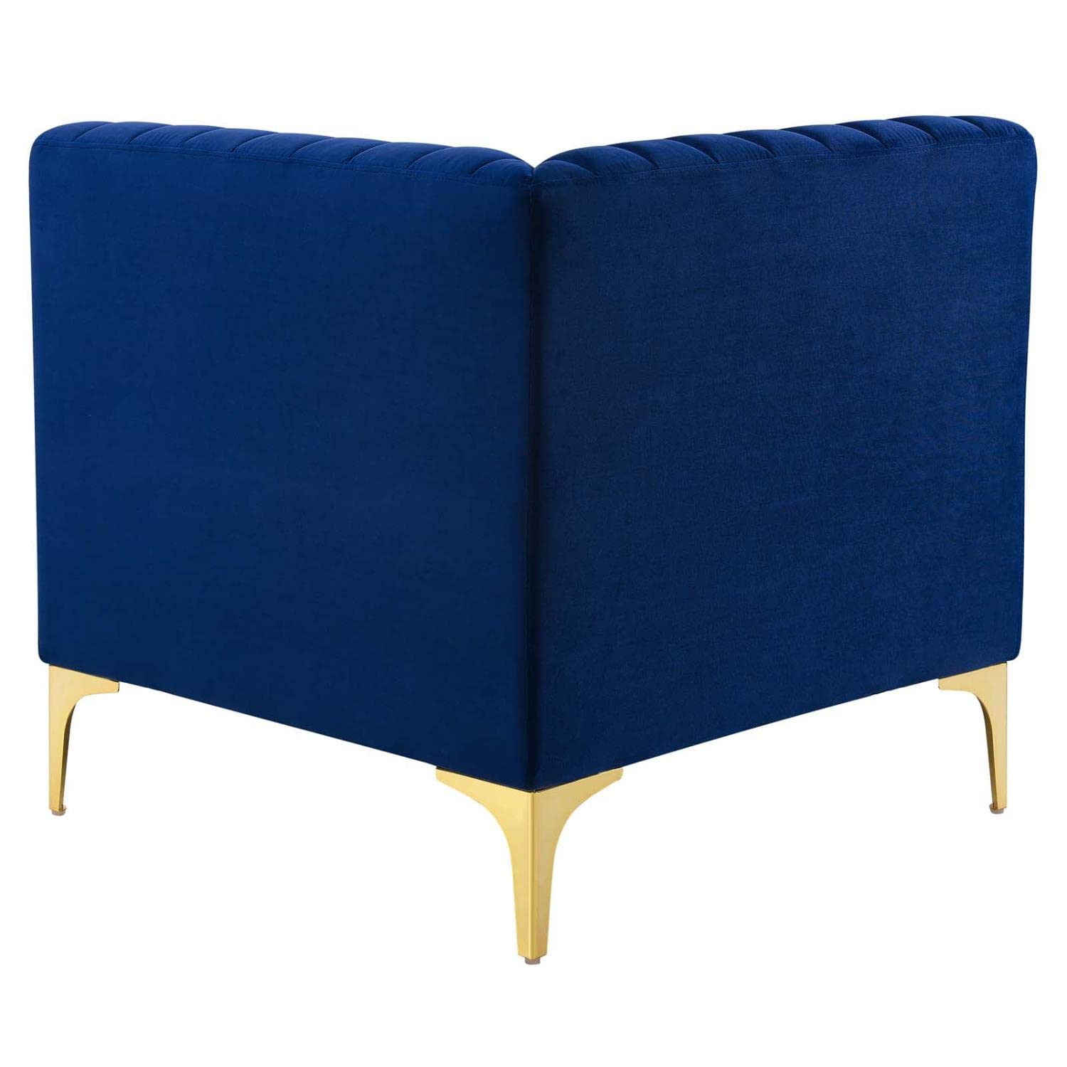 Modway Triumph Channel Tufted Performance Velvet Sectional Sofa Corner Chair, Navy, 31.5 X 31.5 X 30.5