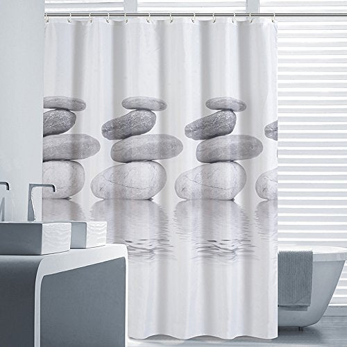 Riverbyland Grey Shower Curtains Zen Stacked Stones 80 X 72