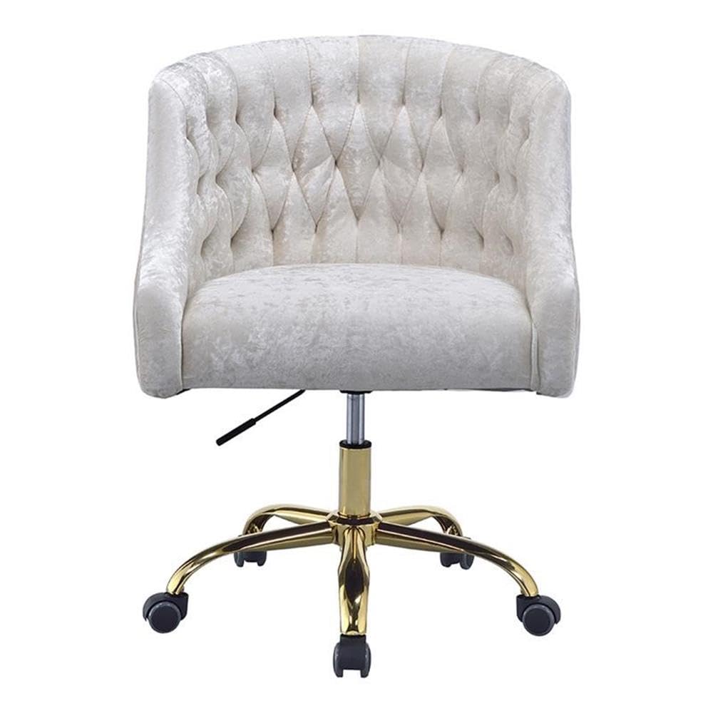 Acme Levian Tufted Velvet Upholstered Office Chair in Vintage Cream and Gold