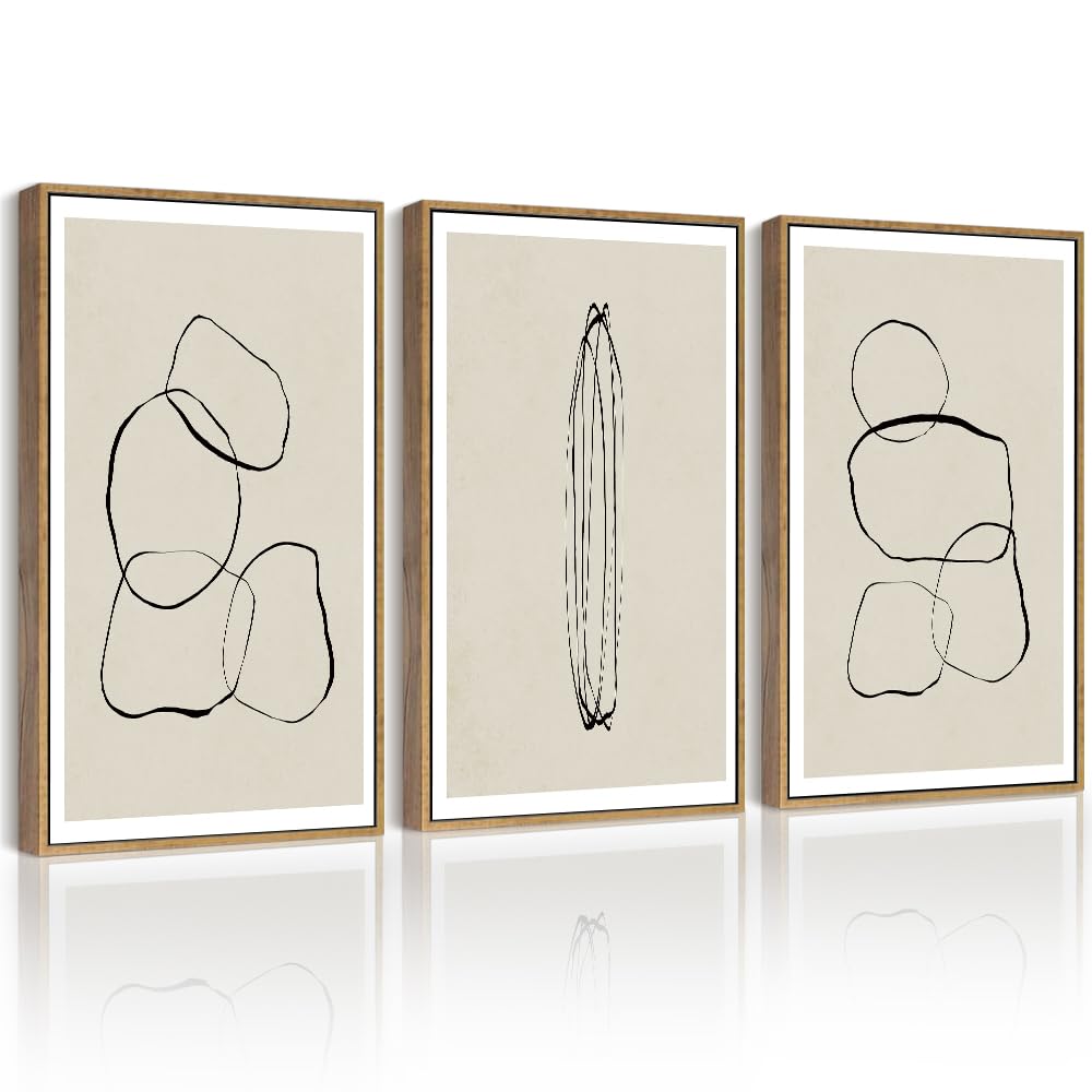 Drsoum Black Abstract Framed Wall Art Decor Minimalist Geometry Ring Grid Lines Graffiti & Street Prints Modern Art Decorative R