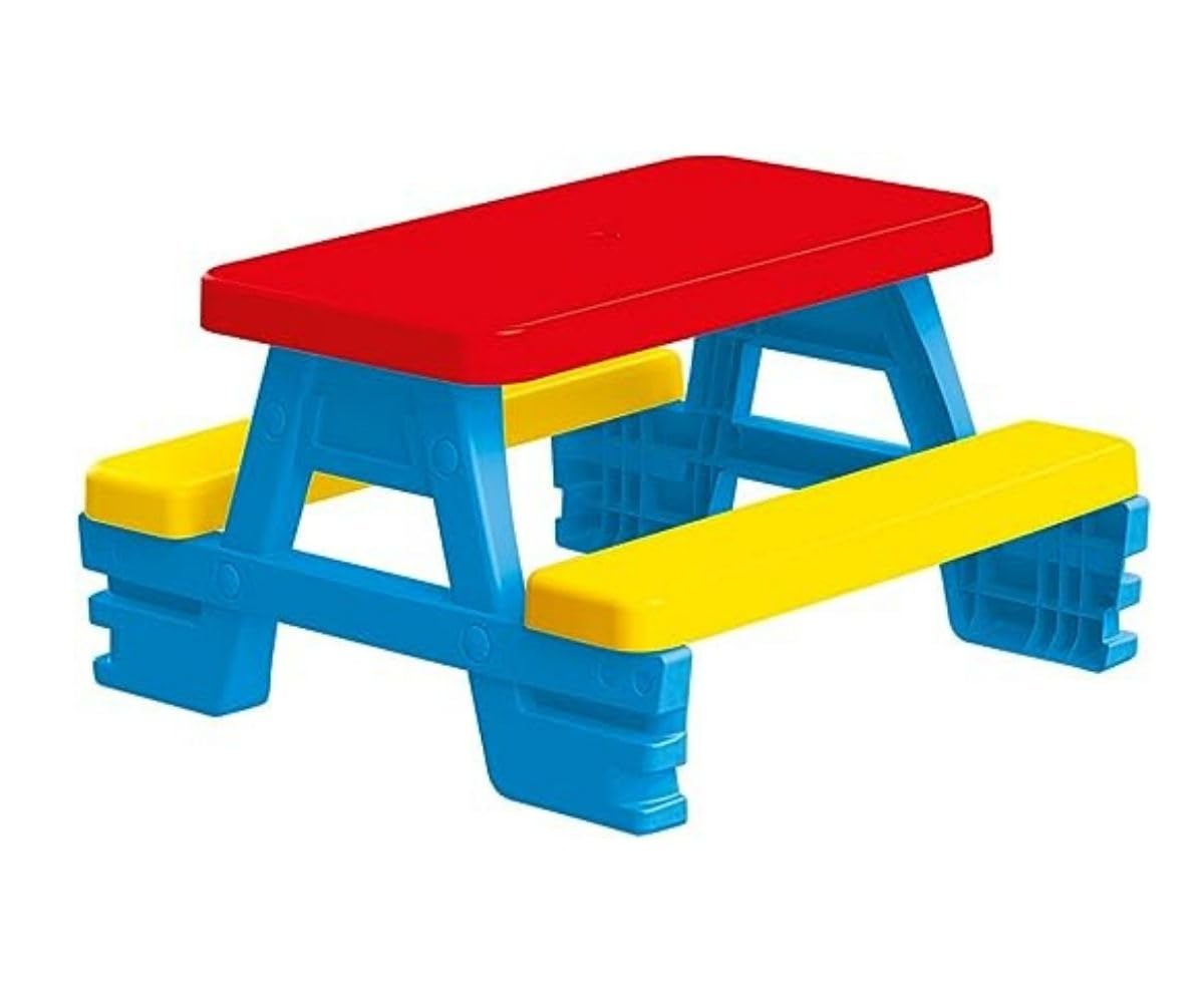 Dolu : Big Plastic Picnic Table For 4 - Blue, Red, Yellow - Indoor & Outdoor Use, 44Lb Capacity, 44X77X71, Designed For Toddlers & Kids Ages 2+