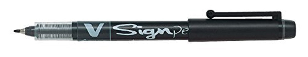 Pilot Roller-Ball V Sign Pen Liquid Ink 2.0 Mm Tip - Black, Box Of 12