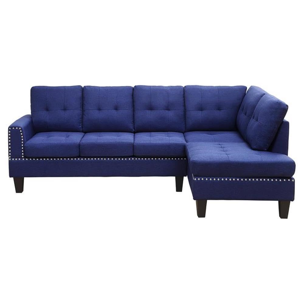 Acme Jeimmur 2-Piece Tufted Linen Fabric Upholstered Sectional Sofa in Blue