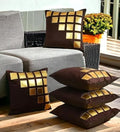 Decor India Cushion Cover With Zipper Set Of 5 Golden Box Velvet | Throw Cover | Filler Cover | Case Cover For Sofa, Bedroom, Li
