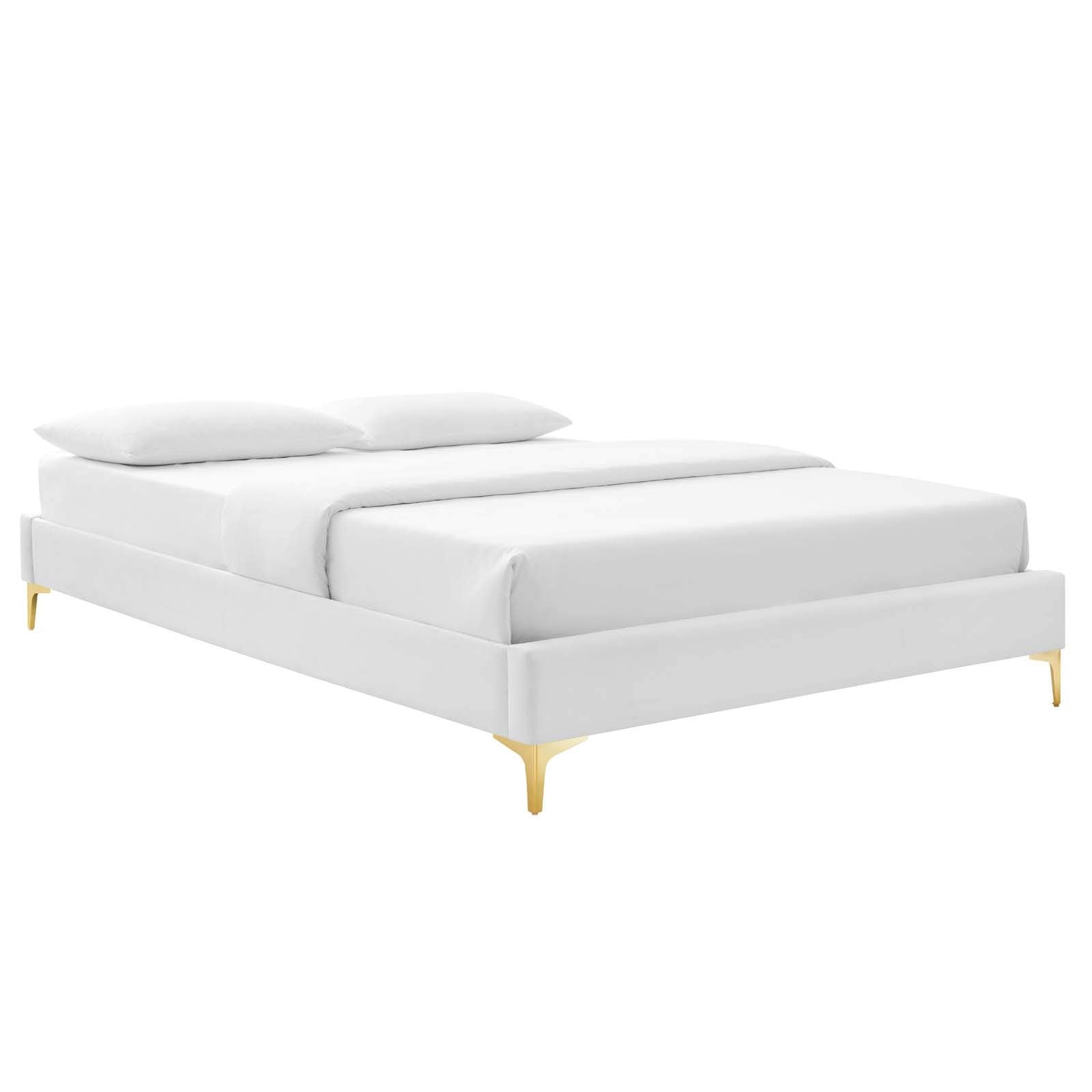 Modway Mod-6305-Whi Sutton Twin Performance Velvet Bed Frame, White