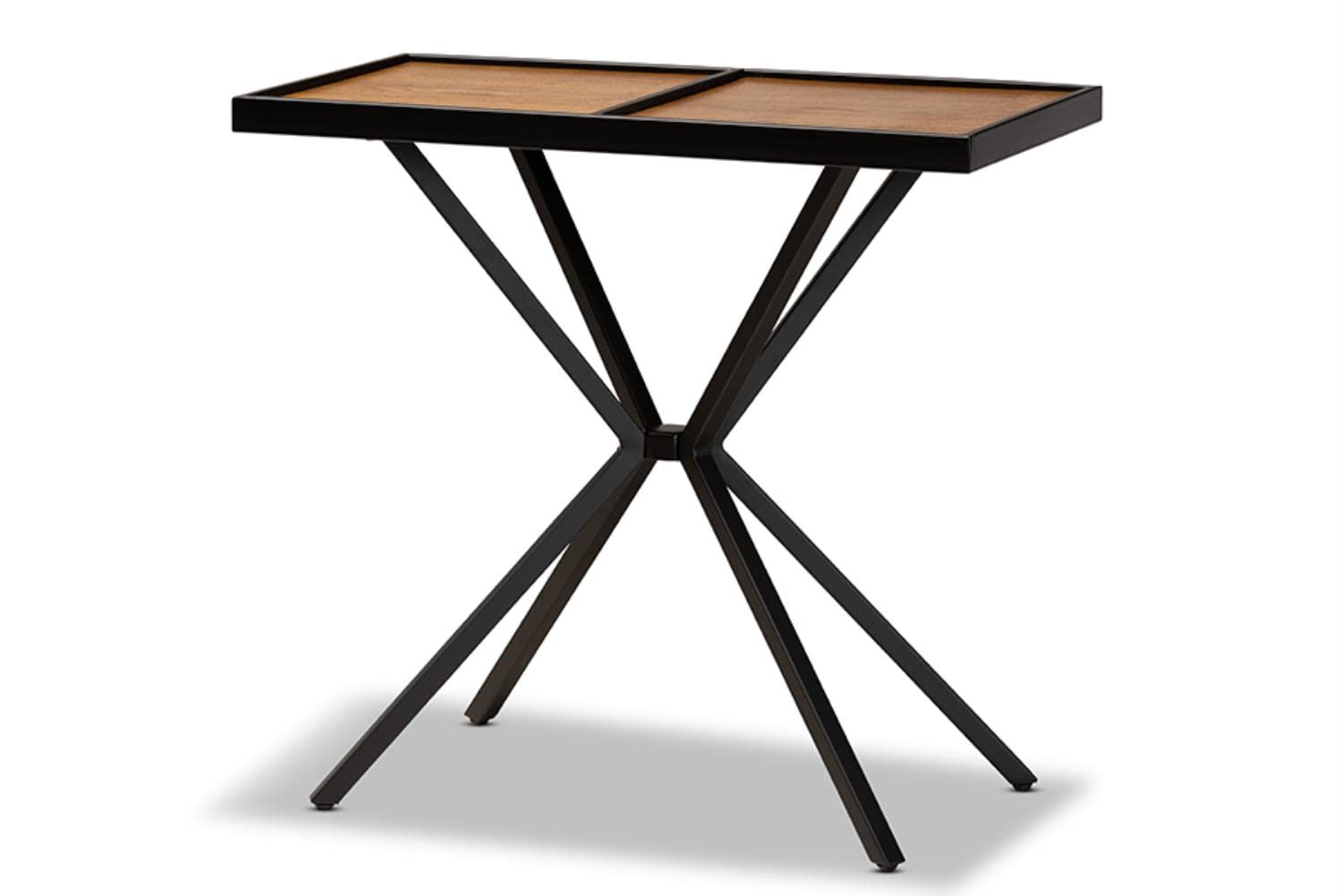 Baxton Studio Walnut Finished Wood And Black Finished Metal Console Table