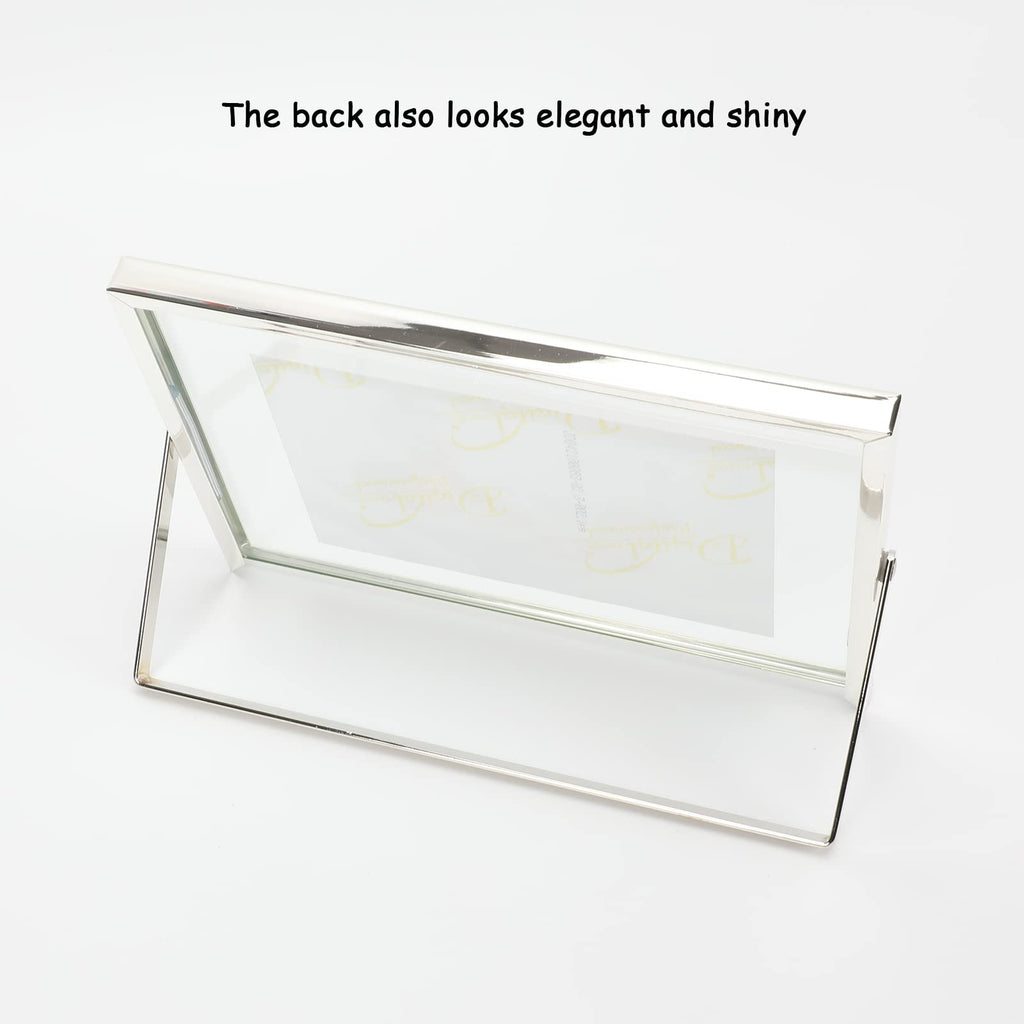 Ahago Silver Floating Frame (5''X7'', Horizontal), For Picture 4X6,3X5,2X3, Tabletop Shelf Photo Frame, Modern Minimalist Style,