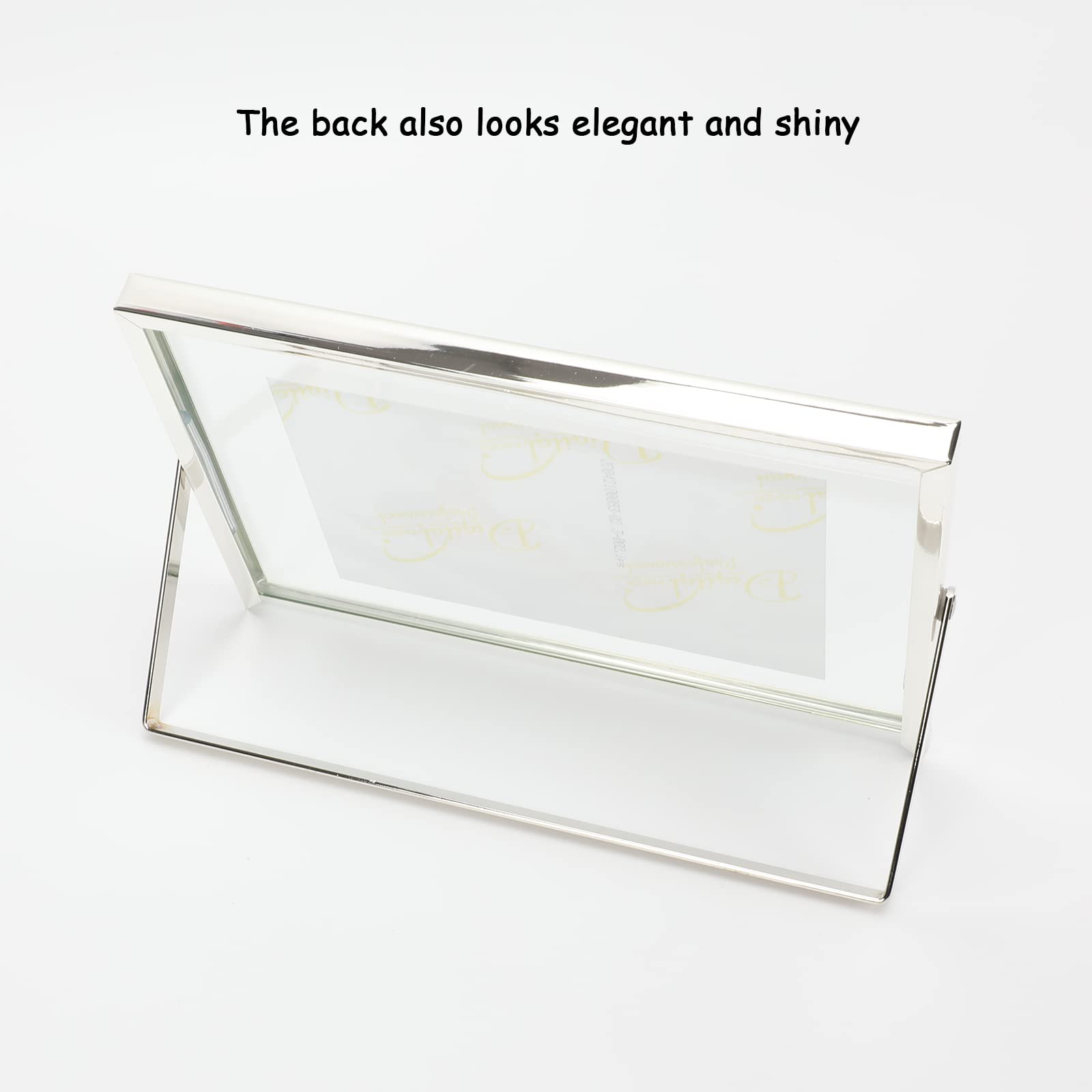 Ahago Silver Floating Frame (5''X7'', Horizontal), For Picture 4X6,3X5,2X3, Tabletop Shelf Photo Frame, Modern Minimalist Style,