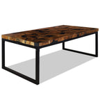 vidaXL Handmade Coffee Table with Black Resin Inlay | Genuine Teak Timber Frame, Rectangular | Modern, Sustainable 43.3"x23.6"x15.7", Perfect for Living Room, Side Table or End Room Table