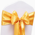 Jfdydm 50 Pack Satin Gold Chair Sashes For Christams Halloween Thanksgiving Wedding Party Decorations, Gold Sashes For Chairs,Go