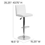 Flash Furniture Contemporary Vinyl Adjustable Height Barstool with Panel Back and Chrome Base, 1 Pack, White