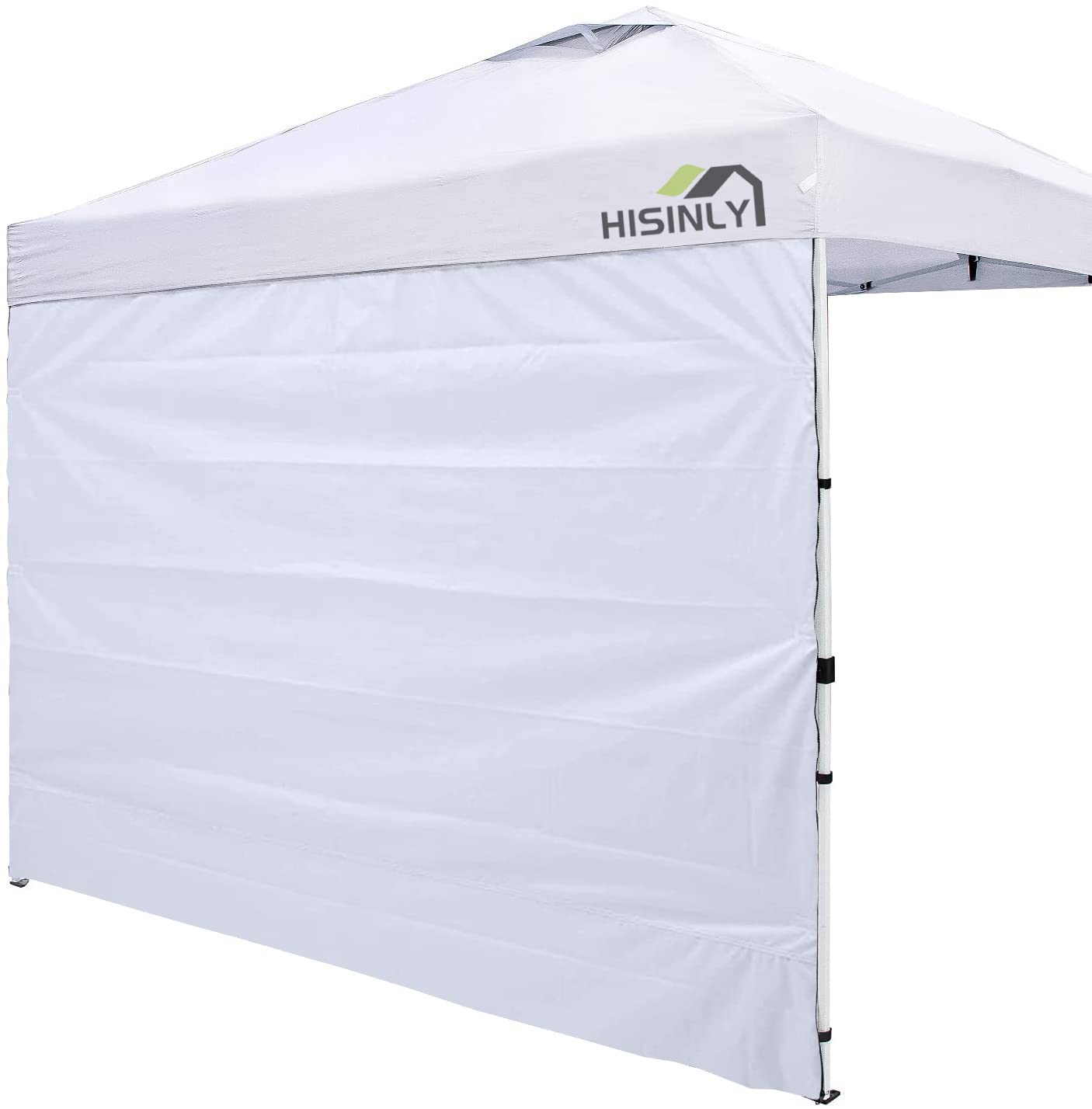 Hisinly Instant Canopy Tent Sidewalls For 10X10 Pop Up Canopy 210D Waterproof,1 Piece Sidewall, White(1Pcs Sidewall Only, Canopy