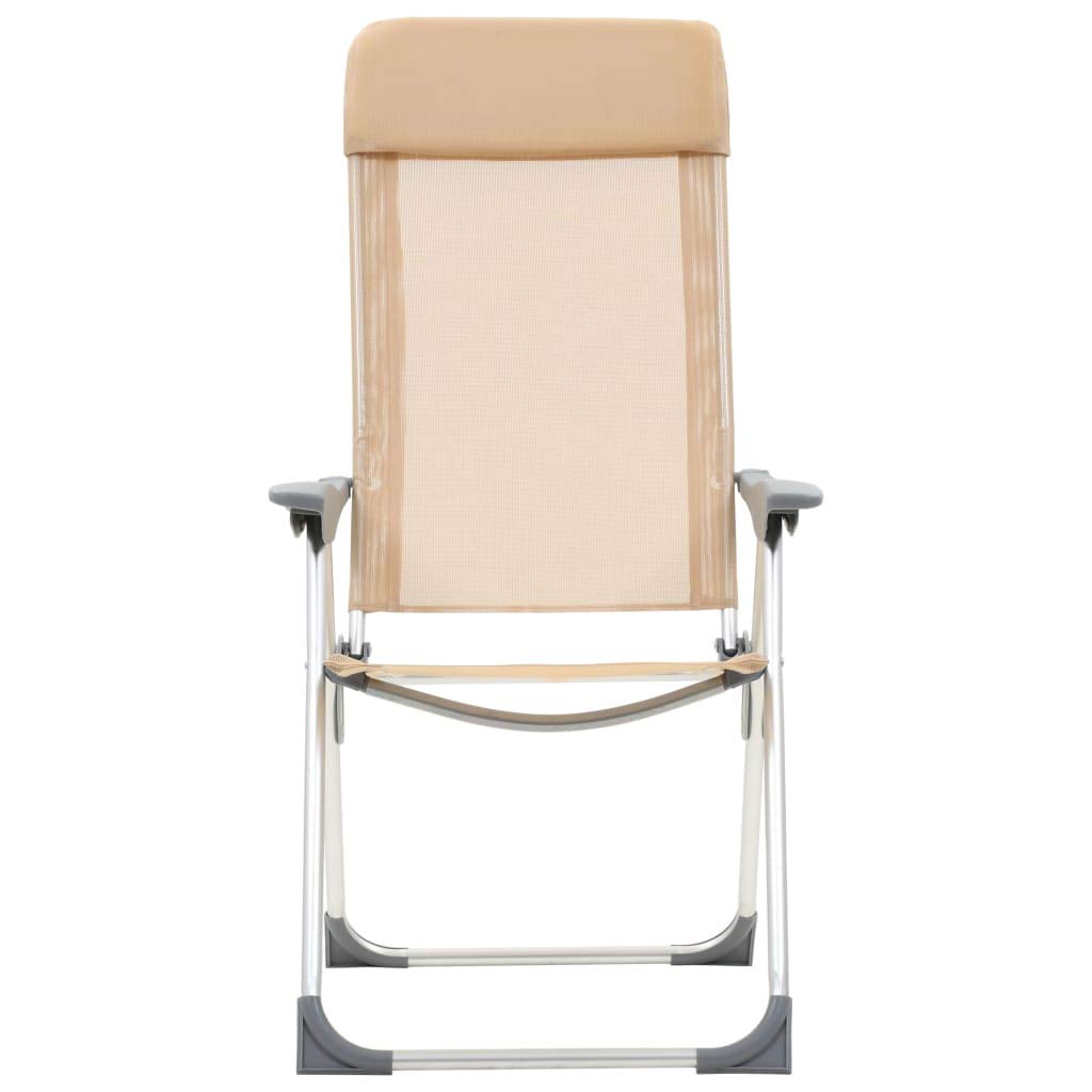 Vidaxl Folding Camping Chairs 2Pcs Aluminum Cream