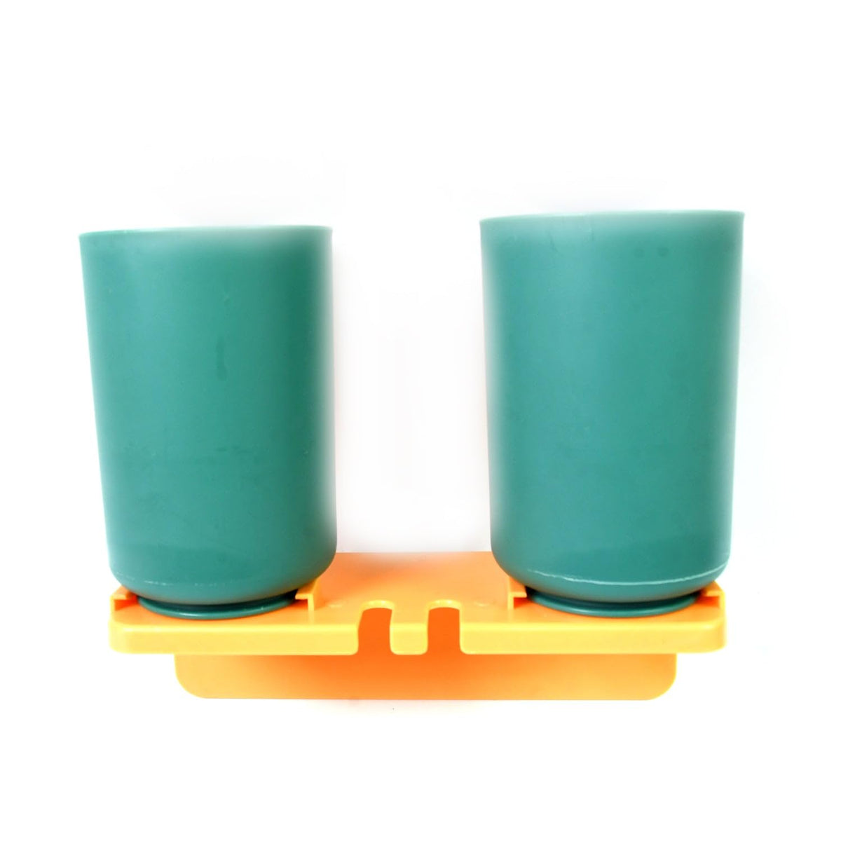 CLIMITY SpaceSaving Multipurpose WallMount Toothbrush Holder with Dual Cups  Durable Plastic Stand for Organized Bathroom Sto