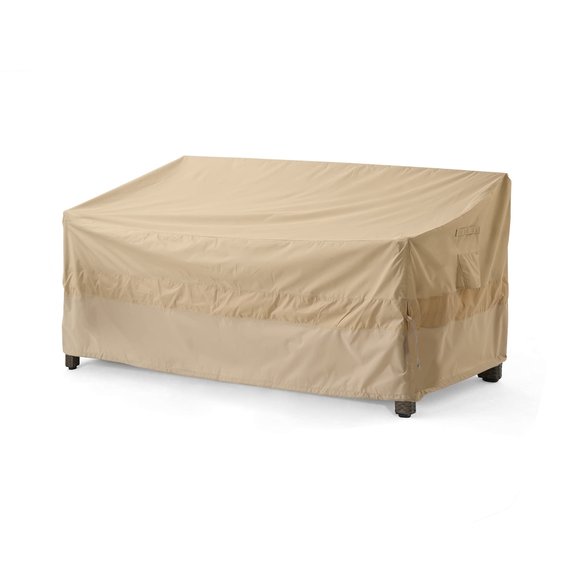 Wj-X3 2-Seater Outdoor Loveseat Covers, Heavy Duty Patio Couch Covers, Patio Sofa Covers Waterproof, High Wind Resistant Design For Outdoor Furniture Cover, 58W X 40D X 35H, Beige