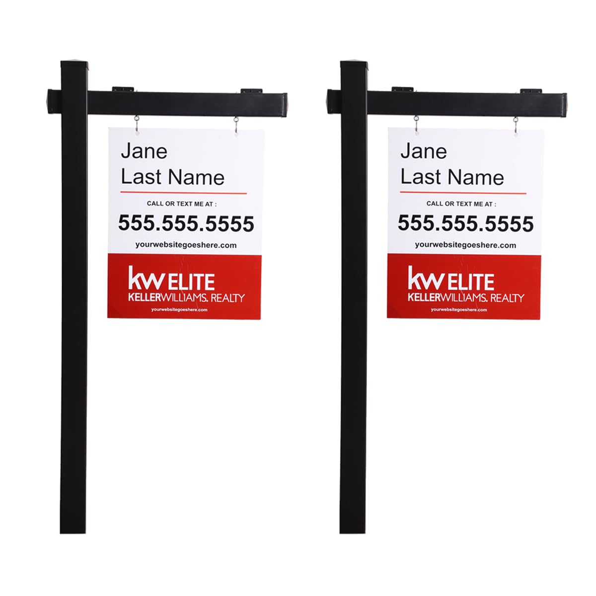 Kdgarden Vinyl Pvc Black Real Estate Sign Post With Flat Cap 6Ft. (4'X 4'X 72') Realtor Yard Sign Post For Open House And Hom