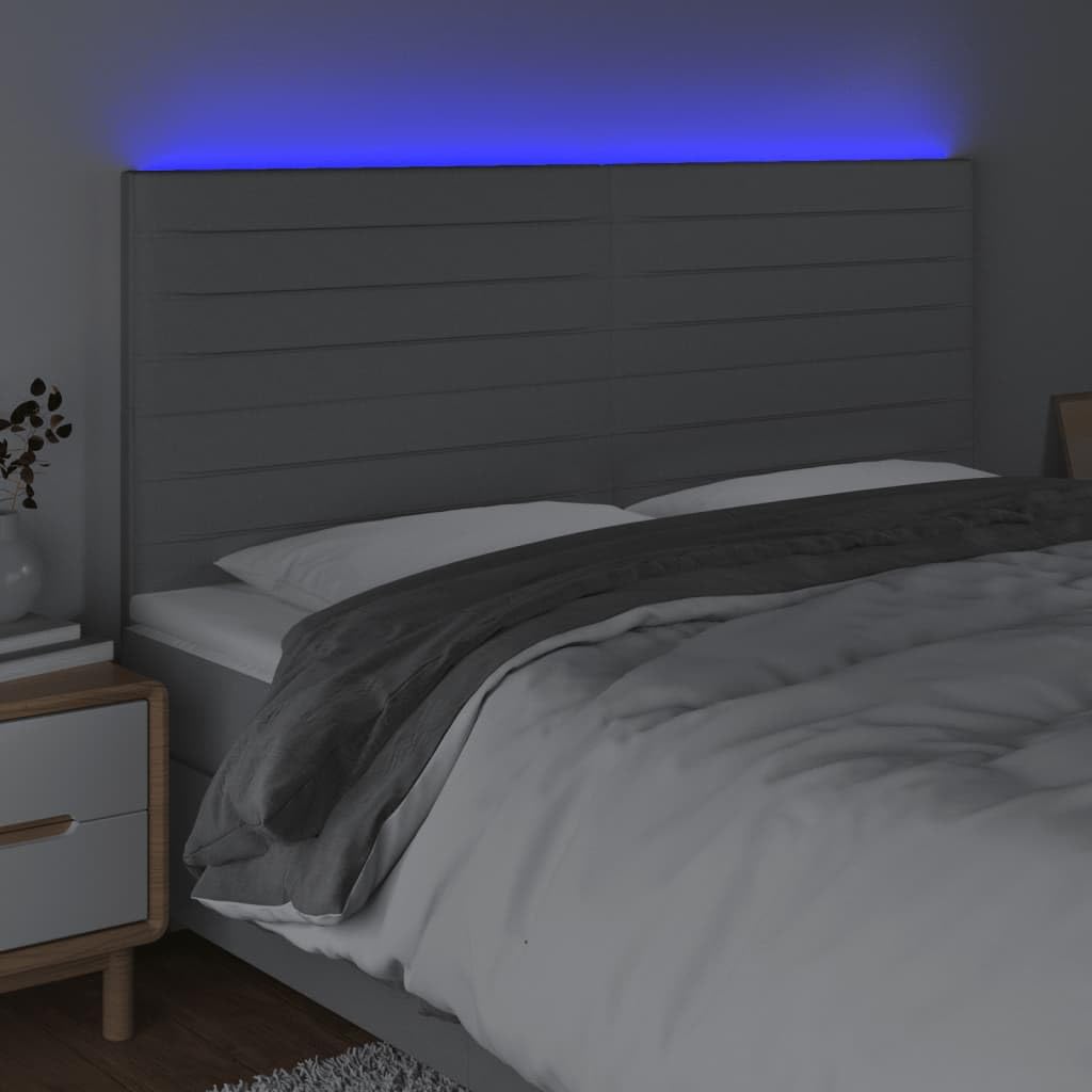 Vidaxl Led Headboard Home Indoor Bedroom Bed Accessory Upholstered Bed Header Furniture With Led Light Gray 70.9"X2"X46.5"/50.4" Fabric