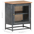vidaXL Solid Acacia Wood Bedside Cabinet - Industrial-Style Gray Nightstand with Glass Door, Versatile Storage, No Assembly Needed