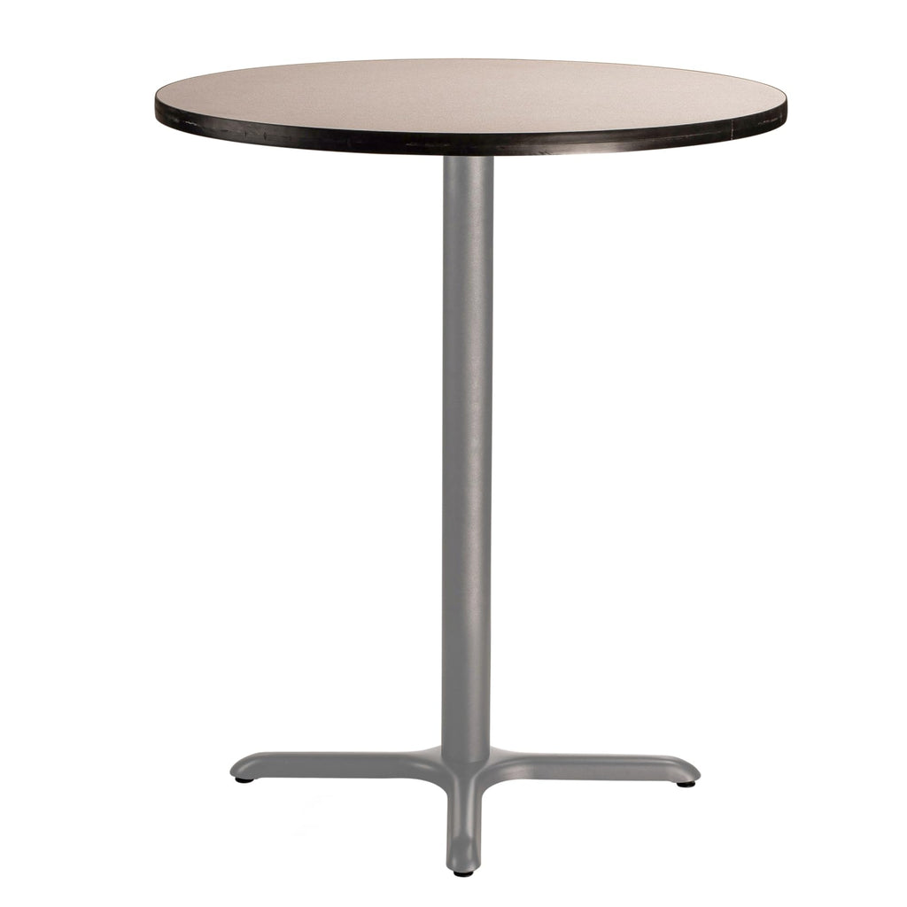 National Public Seating Nps 36&Quot; Round Cafe Table With X Base, 42&Quot; Height, Particleboard Core/T-Mold, Grey Nebula Top, Grey Frame