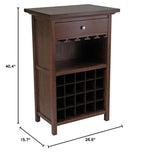 Ergode Chablis Wine Cabinet: 20 Bottle Storage, Wine Glass Holder, Walnut Finish