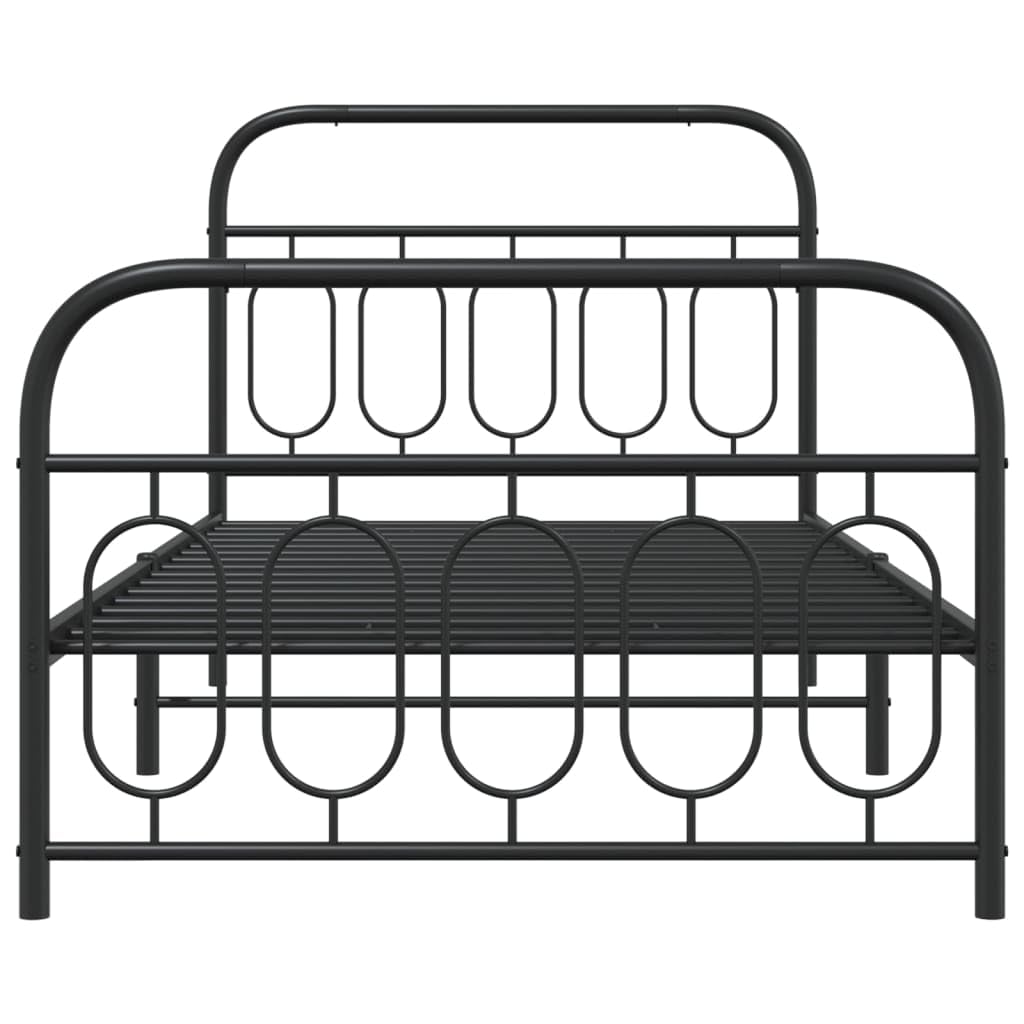 vidaXL Metal Bed Frame with Headboard and Footboard, Black Steel, Single, 81.5&quot; x 41.3&quot; x 39.4&quot;, Sturdy Design with Extra Underbed Storage