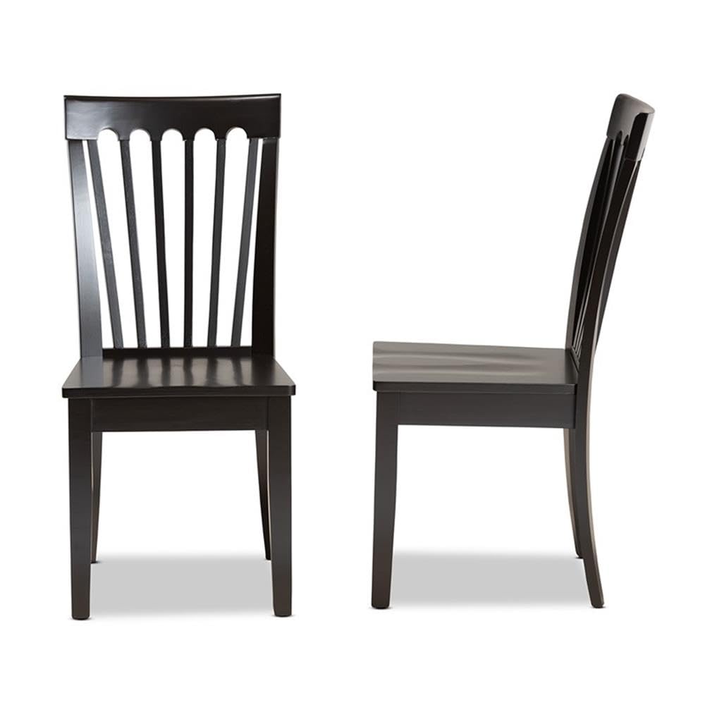 Baxton Studio Minette Modern and Contemporary Transitional Dark Brown Finished Wood 2-Piece Dining Chair Set