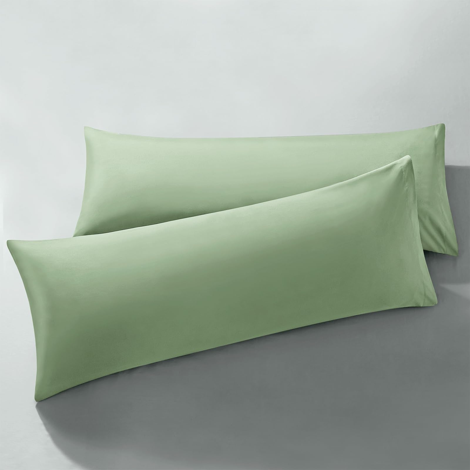 Milvowoc 2Pcs Brushed Microfiber Body Pillowcases - 20 X 48 Inch, Sage Green Pillow Case Set Soft Non Slip Envelope Pillow Cover
