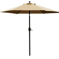 Sunnyglade 7.5' Patio Umbrella Outdoor Table Market Umbrella With Push Button Tilt/Crank, 6 Ribs (Tan)