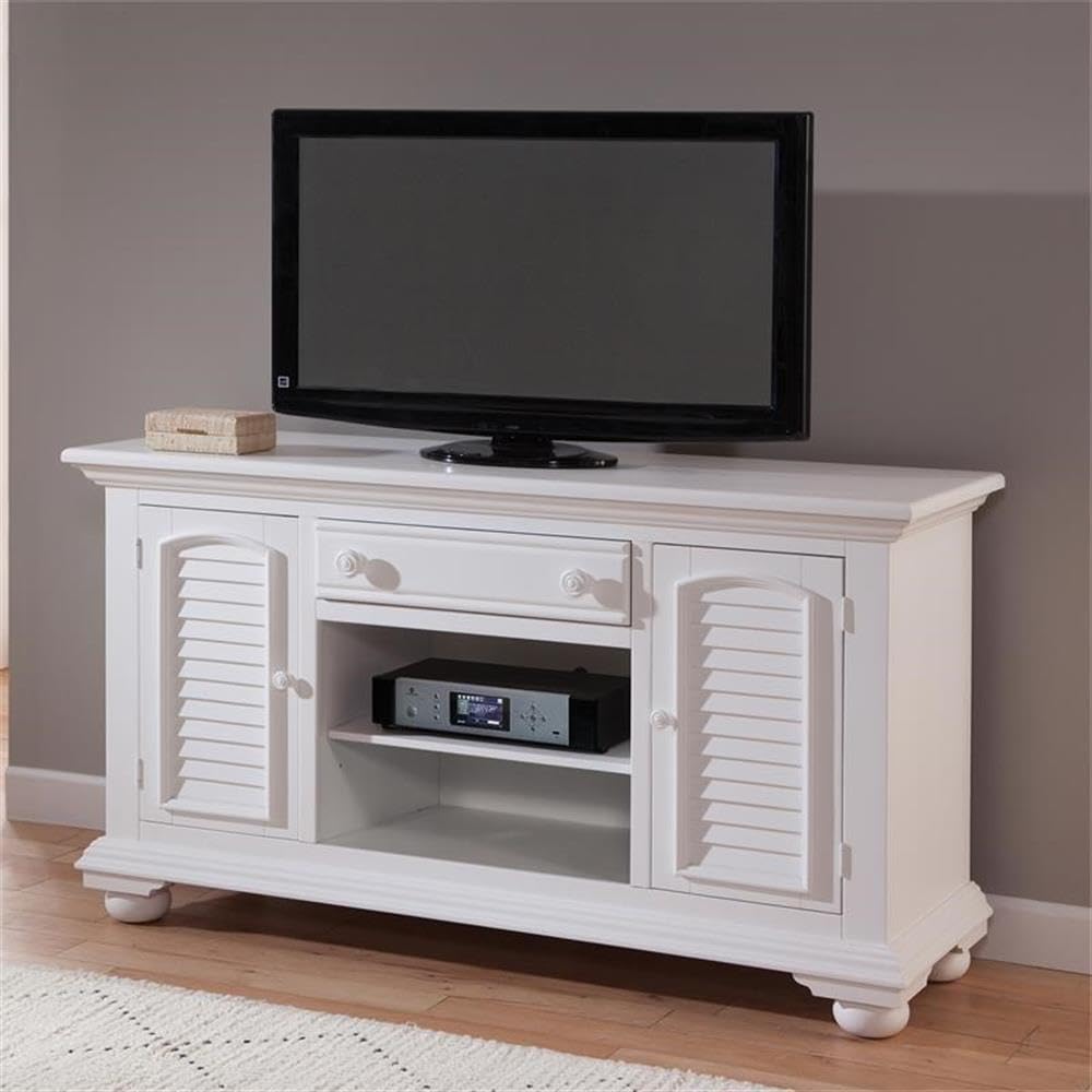 American Woodcrafters Cottage Traditions Eggshell White 60-Inch Wood Tv Console - Thumbnail 3